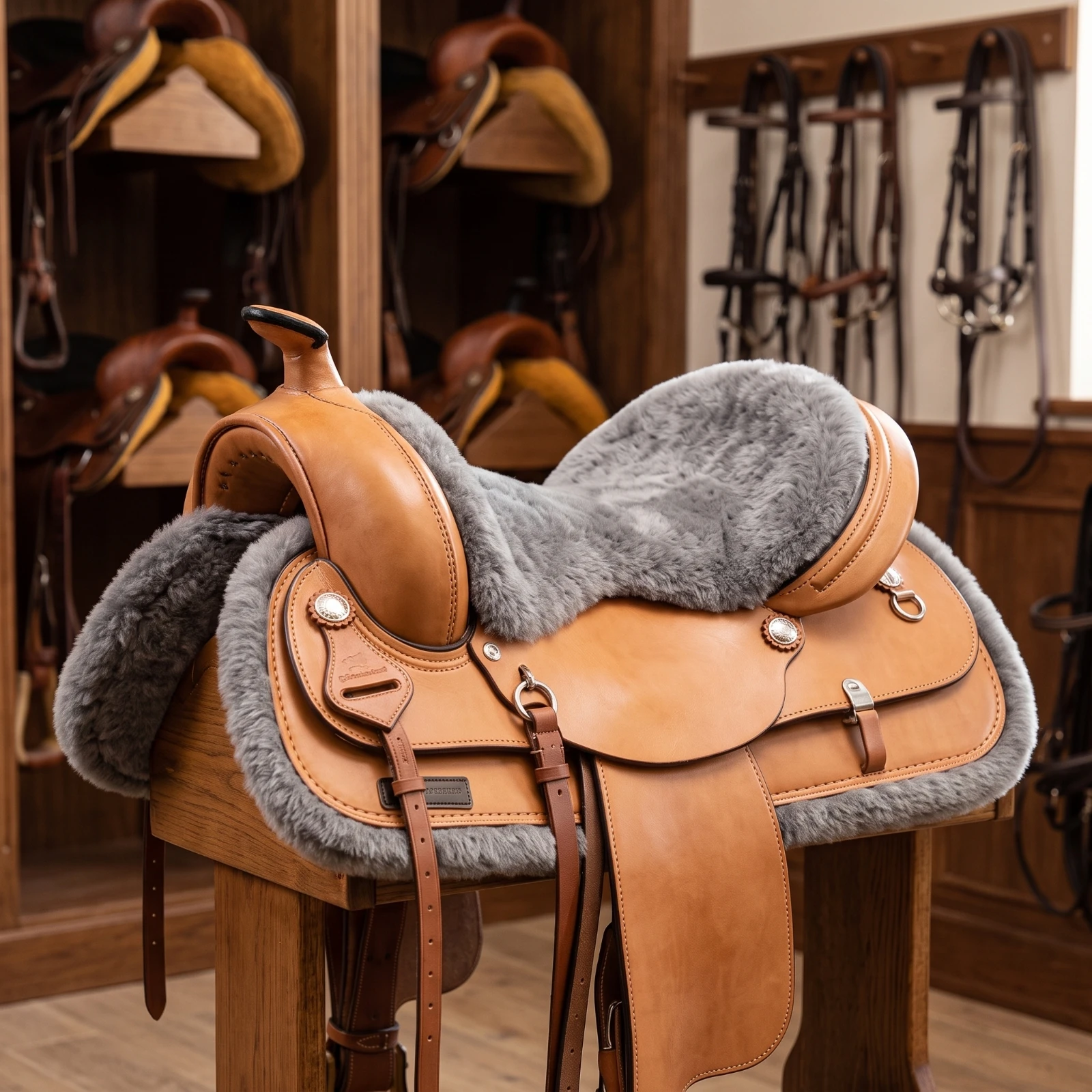 Фото Флисовая подкладка для седла Western Saddle Pad: легкая, с амортизацией, для всадников, для верховой езды и прогулок. №2