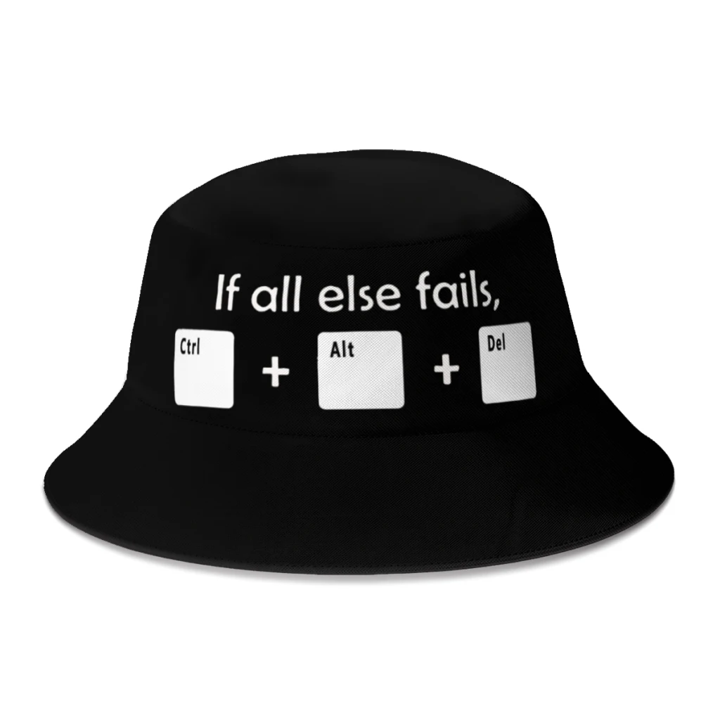 

Summer Funny if All else Fails Ctrl Alt Del Tech Support Geek Joke Programmer Bucket Hat Outdoor Bob Fisherman Hats Sun Cap