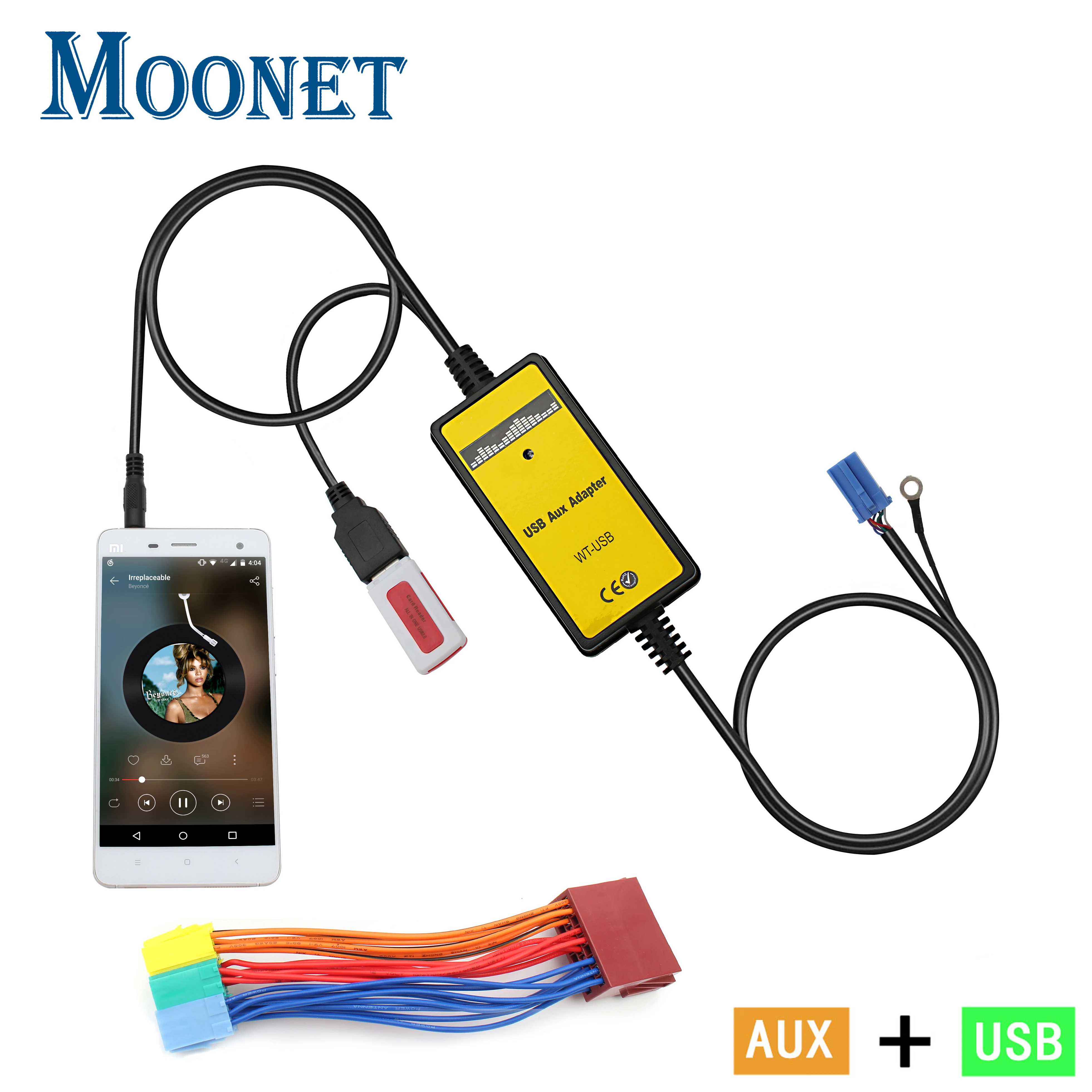 

Адаптер ввода USB AUX Moonet Car Audio (8-контактный) с 20-контактным жгутом проводов для Audi A2, A3, A4/S4, A6/S6, A8/S8, TT, All Road