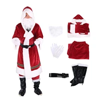 christmas santa claus costume cosplay adult suit women men clothes fancy dress in christmas men costume suit for adults