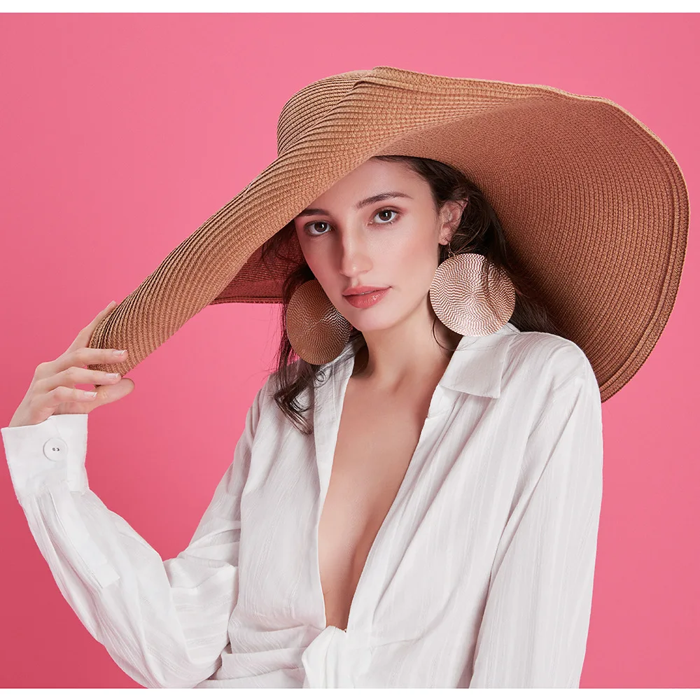 

70cm Oversized Wide Brim Sun Hats For Women Straw Hat Caps Big Large Brimmed Summer Sun Protection Foldable Beach Hats Wholesale