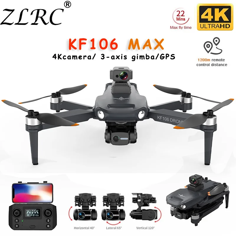 

Профессиональный Дрон ZLRC KF106 MAX с HD камерой, обход препятствий 360, 3-осевой карданный подвес, 5G WiFi GPS, бесщеточный Квадрокоптер, Радиоуправляем...