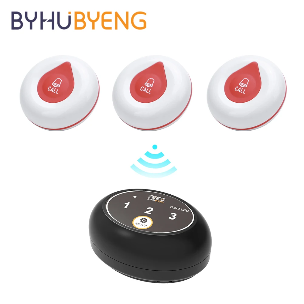 BYHUBYENG Wireless Office 3 Call 1 Pagers for Bars and Restaurants Waterproof Button Alarm System Catering Service Tables