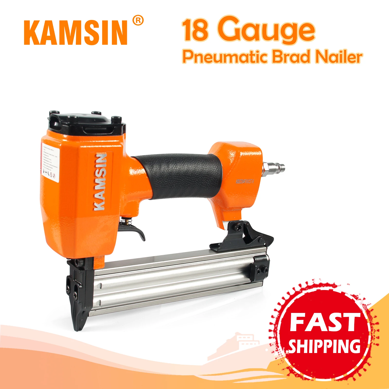 KAMSIN F32 18 Gauge Pneumatic Compact Brad Nailer, Fits 10-32mm Nails,  Air Power Finish Nail Gun for DIY Project, Furniture