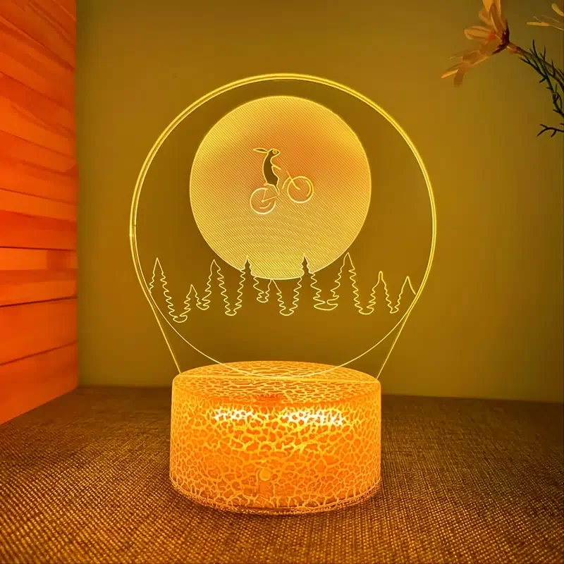 

HMTX 3D Night Light, Rabbit Riding To The Moon, USB Atmosphere Desk Lamp, Christmas Decoration For Bedroom, Gift For Children