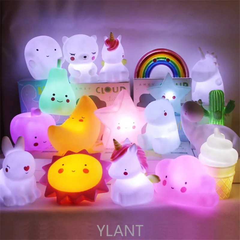 

Cute Silicone Cloud Star Moon Mushroom Led Night Lights for Kids Baby Bedroom Desktop Decor Night Lamp Room Decoration Lights