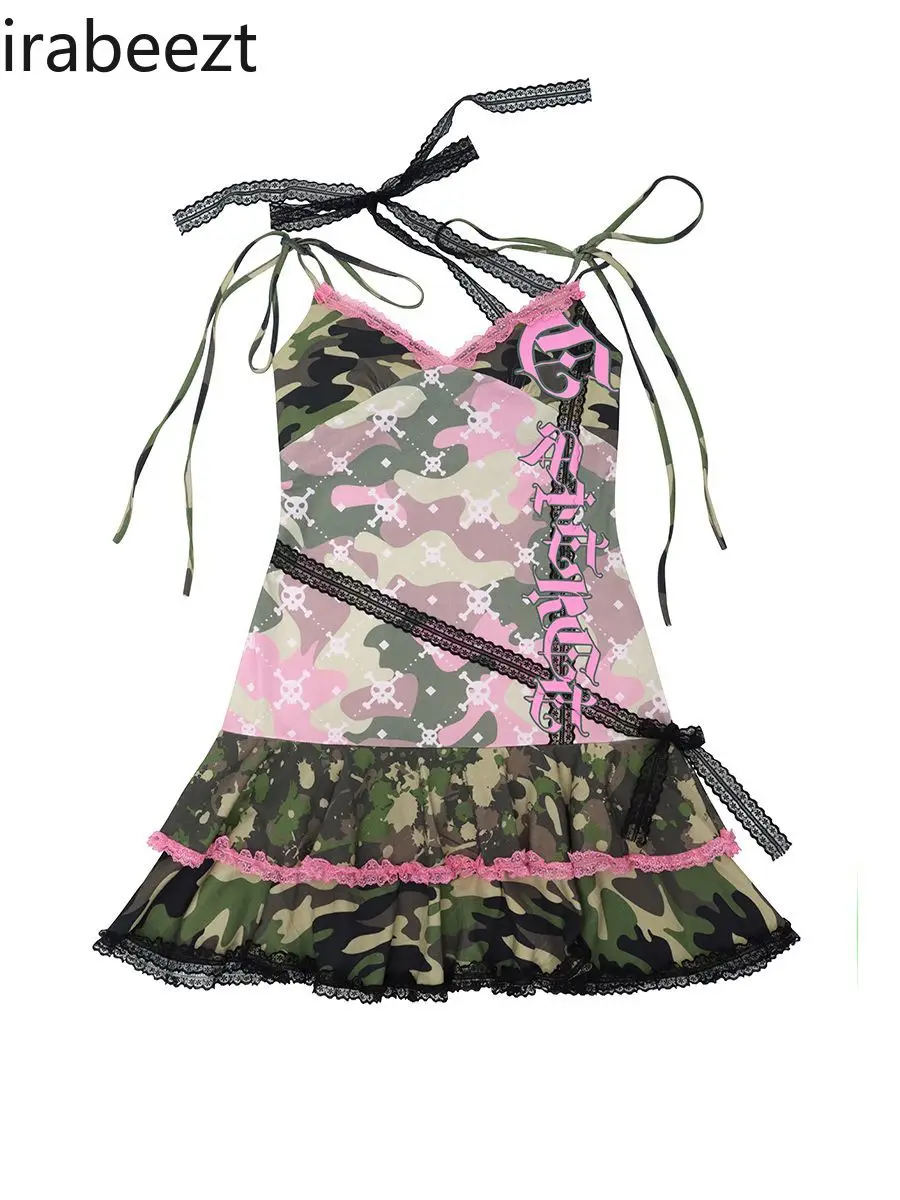 Новый милый кружевной камуфляжный комбинезон в стиле хип-хоп облегающее