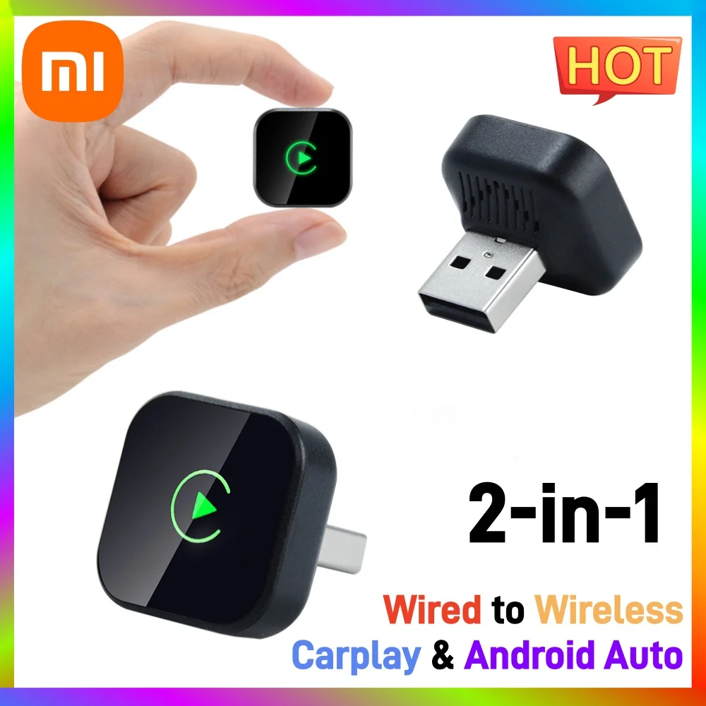Фото Xiaomi Wireless CarPlay Dongle Беспроводной Android Auto адаптер 2в1 Автомобильная интеллектуальная система AI Smart Box для автомобиля с проводным CarPlay №1