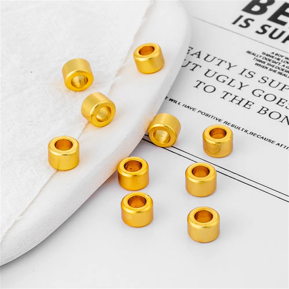 

18k dumb gold bag gold ancient method gold 5*7mm large hole bucket bead jewelry accessories diy loose bead leather rope