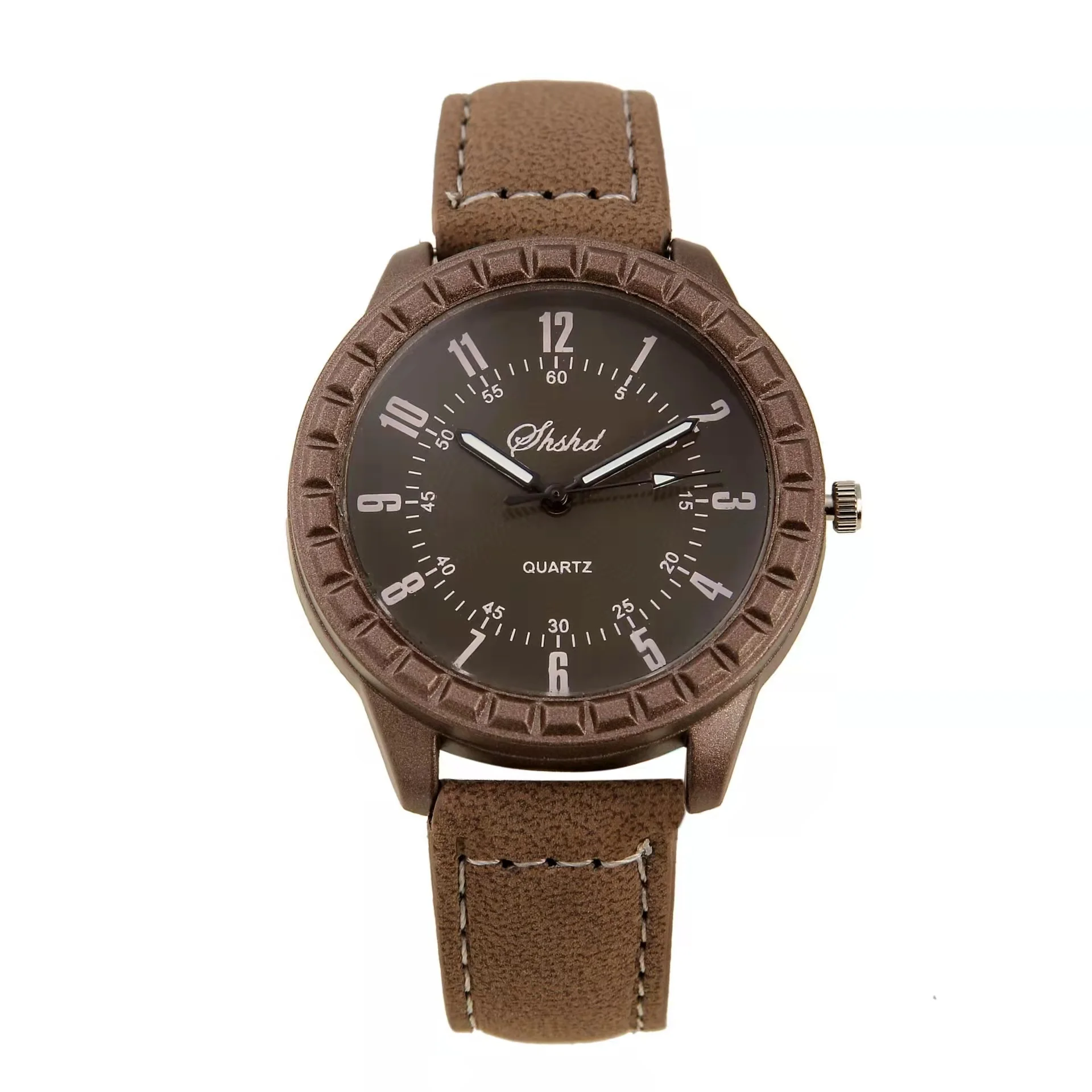 WOKAI fashion casual wood grain couples watch Men and women belt quartz watch student boys and girls clock retro images - 6