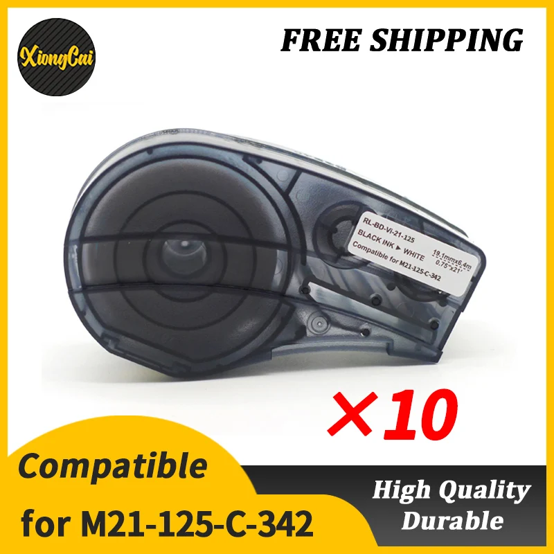 

10pcs Compatible for M21-125-C-342 Black On Yellow 6mm X 2.1m Polyolefin Label Tape For BMP21-PLUS BMP21 BMP21-LAB Printer