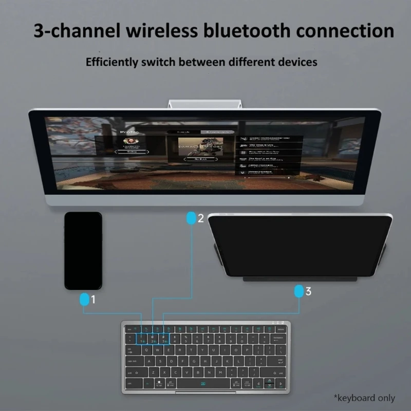 

Bluetooth-compatible Keyboard with PU Leather for CASE Foldable Touchpad Portabl