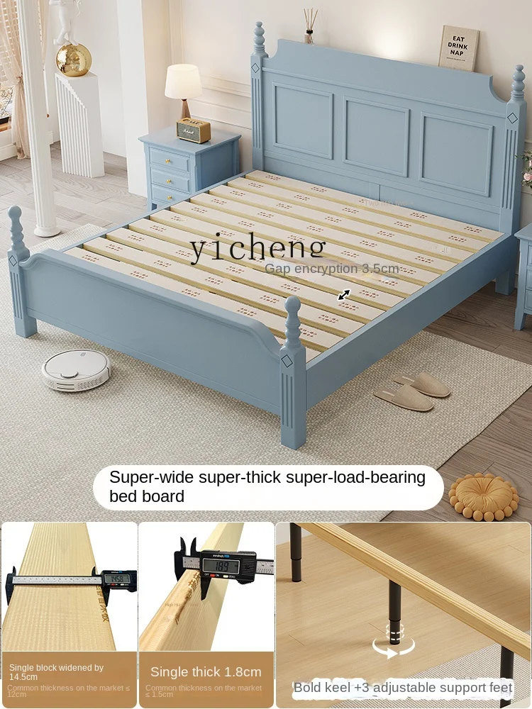 Кровать ZC полностью из массива дерева Простая Современная 1 м 8 двойная винтажная