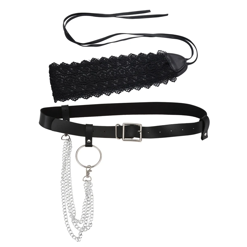 

NEW-2PCS Women Lace Waist Belt Soft Faux Leather Boho Band Corset Accessories With Women Pu Leather Harness Body Belts