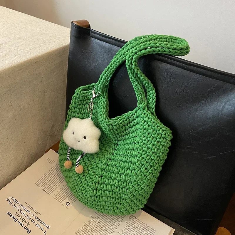 Новая осенне-зимняя шерстяная плетеная Сумка-мешок с художественной текстурой и