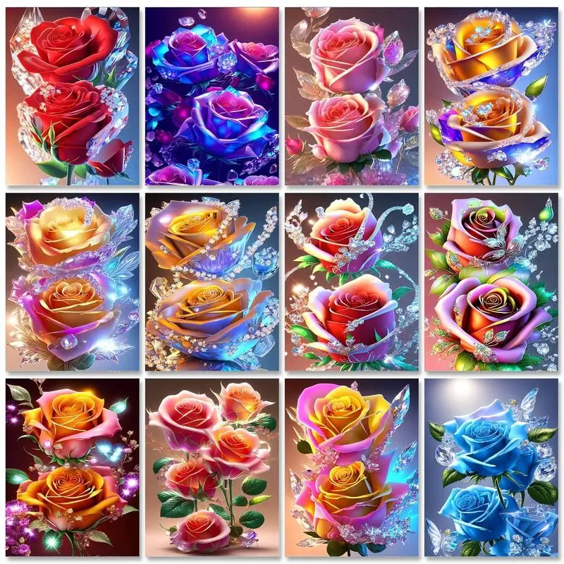 

RUOPOTY Acrylic Paint Painting By Numbers For Adults With Frame Rose Flowers Picture With Number For Personalized Gift Diy Ideas