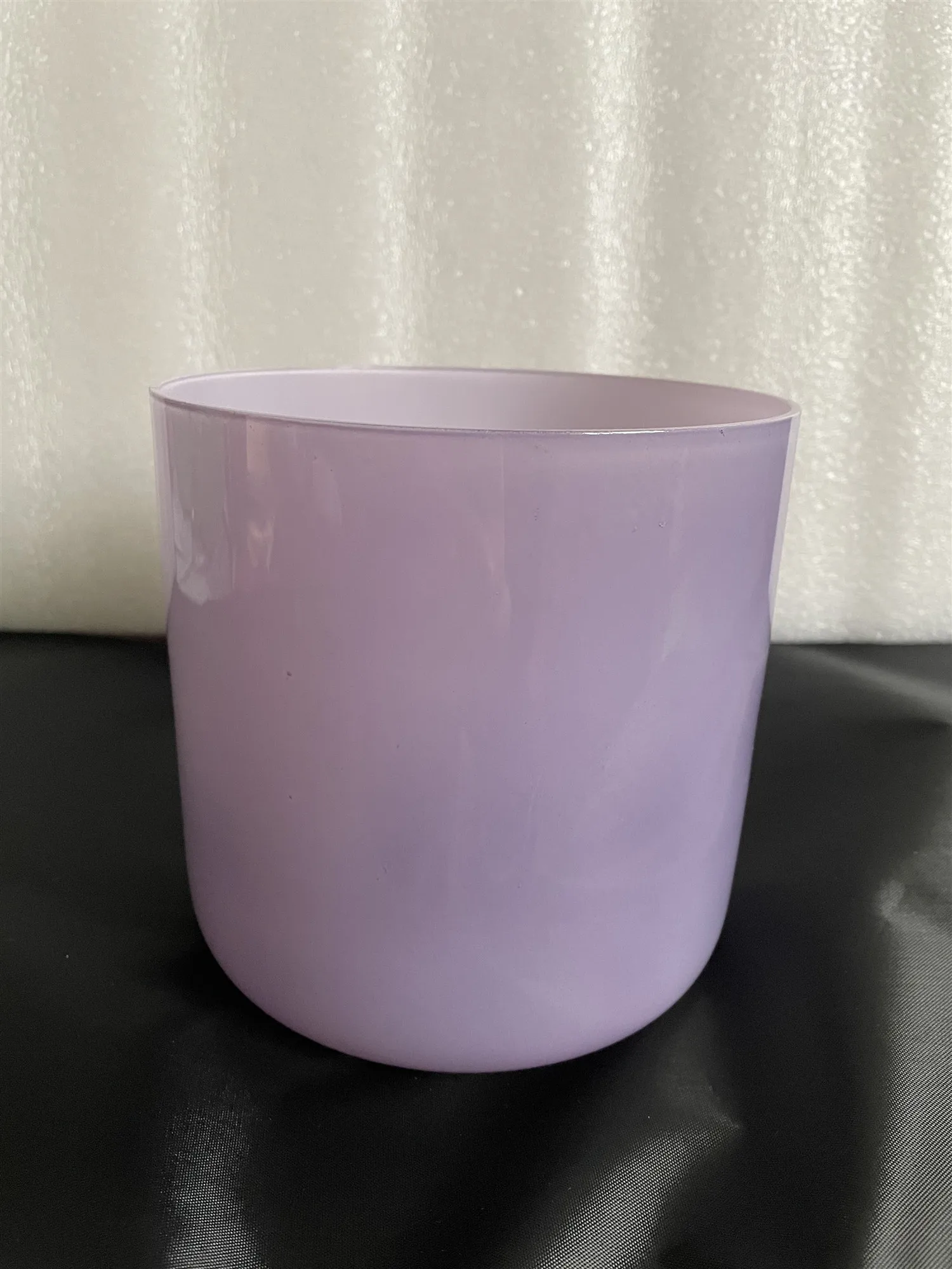 Pastel Purple crystal singing bowl 7inch straight high wall/flat bottom perfect pitch 432Hz for sound healing.