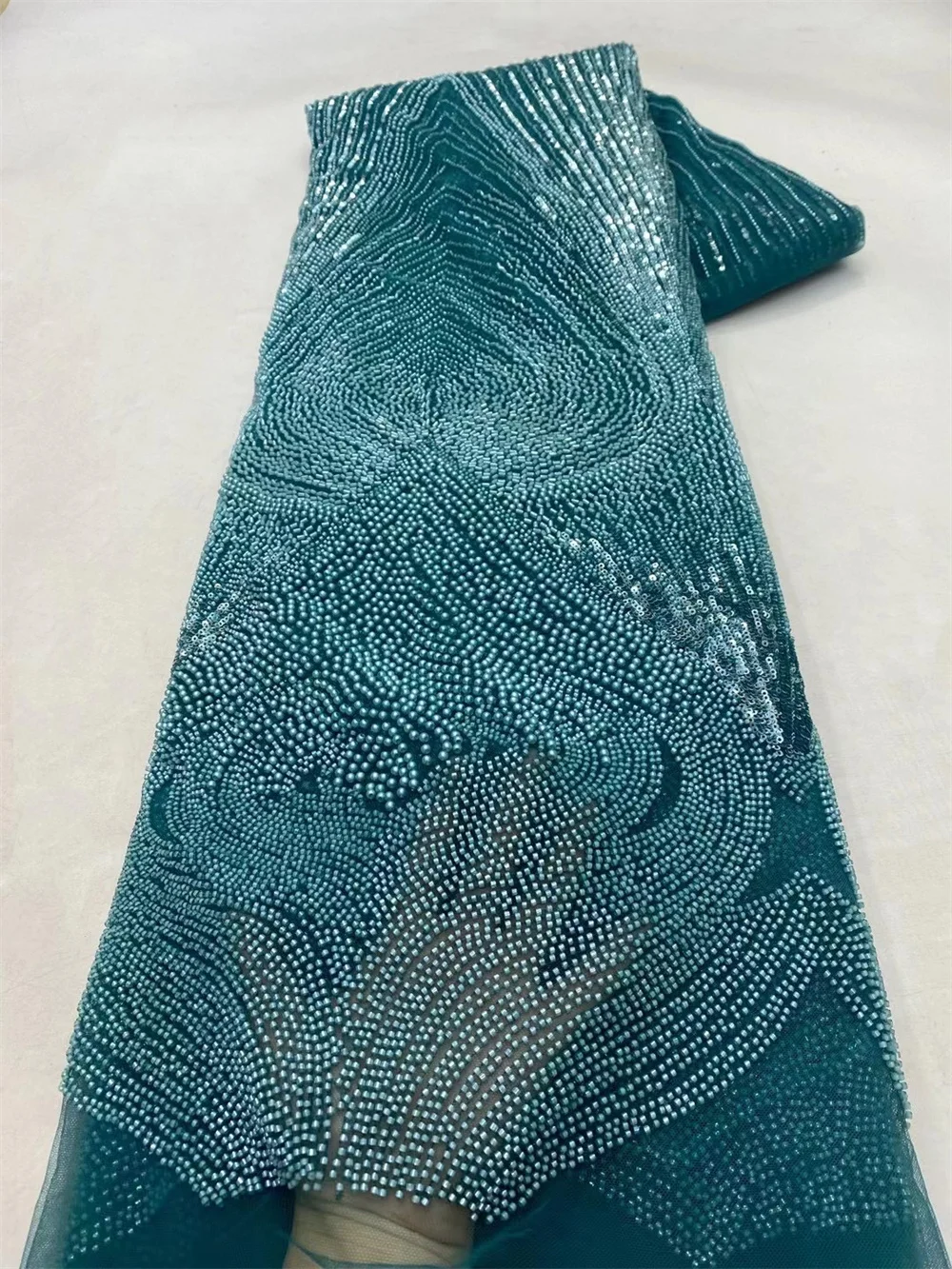 Розово-красные блестки Роскошные Бусины кружева в африканском стиле 2024 высокое