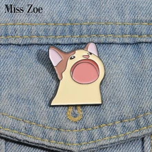 Cat Meme Enamel Pins Custom Funny Animal Kitten Open Mouth Brooches Lapel Badges Cute Cartoon Jewelry Gift for Kids Friends