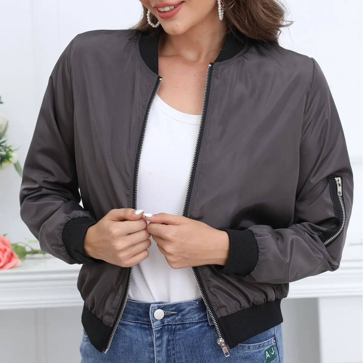 

Jackets for Women 2023 Autumn and Winter New Women's Coat Short Pocket Zipper Long Sleeve Jacket Women coats