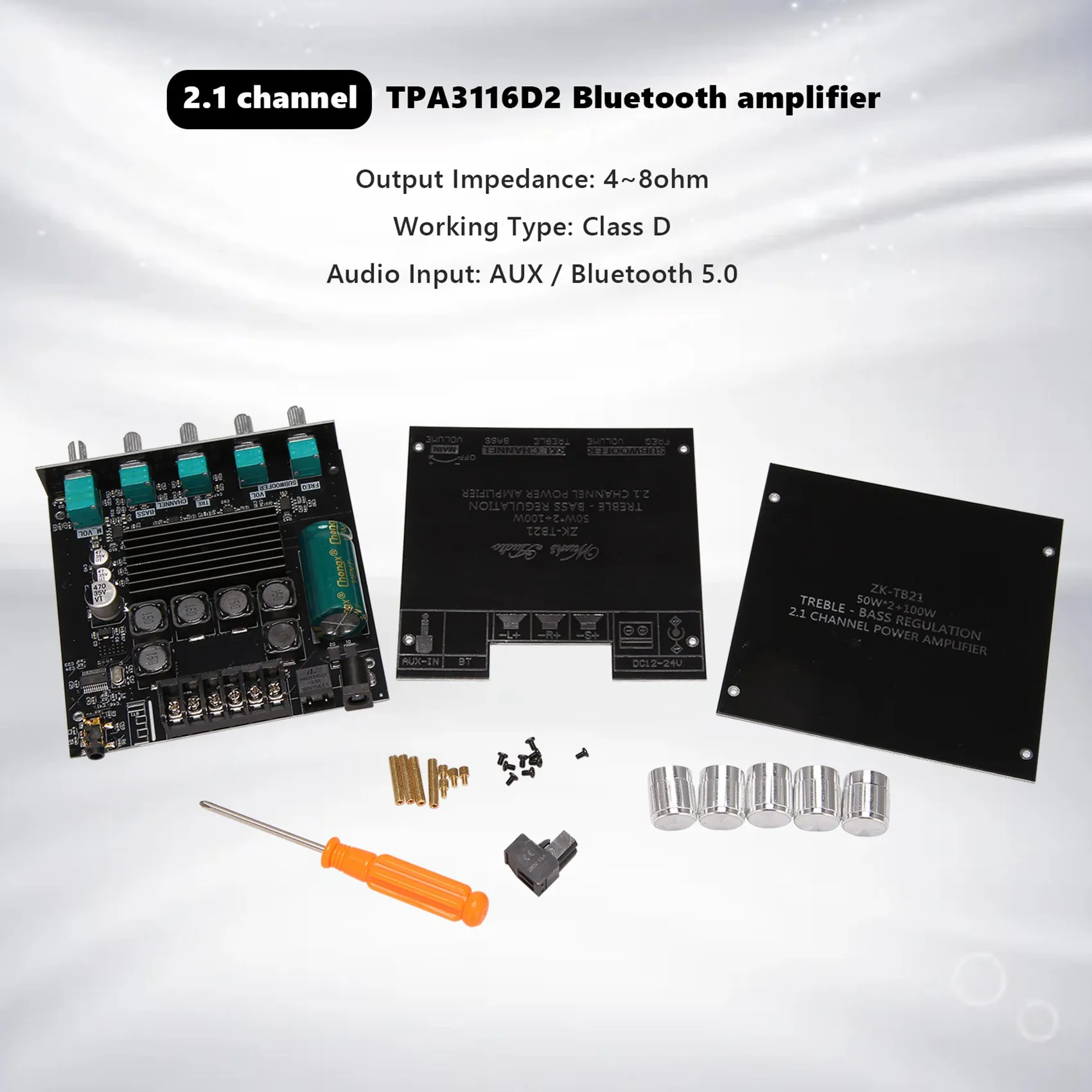 ZK-TB21 TPA3116D2 Усилитель Bluetooth 5.0 с басами 50WX2 + 100W 2.1 Canaux Amplificateur Audio StéRéO