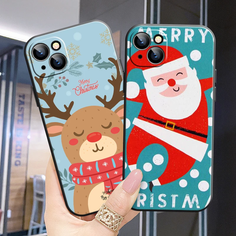

Christmas Elk Phone Case For Apple iPhone 13 12 11 Pro 12 13 Mini X XR XS Max SE 6 6s 7 8 Plus Carcasa Funda Soft