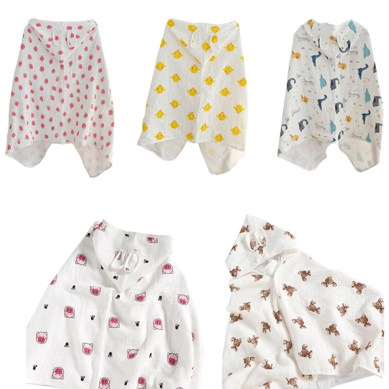 

Baby Kids Hooded Bath Towel Cape Cartoon Print Bathrobe Wrap Blanket Soft Cotton Absorbent Cloak Poncho Robe for Child