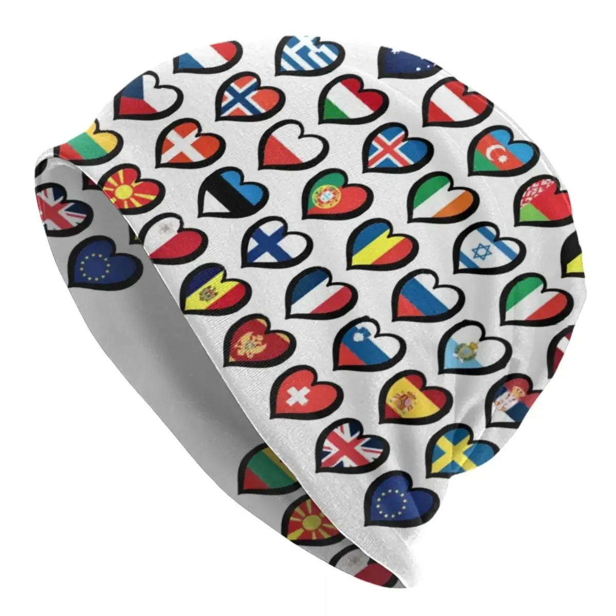 

Теплая Вязаная Шапка-бини Eurovision Song Contest Flag Hearts, осенне-зимняя уличная Шапка-бини для взрослых