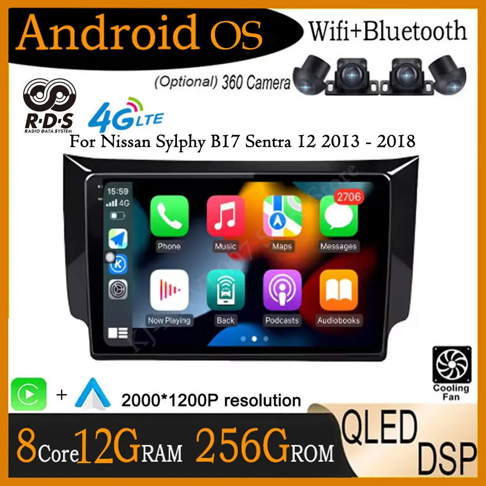 1-дюймовый Carplay Android Auto для Nissan Sylphy B17 Sentra 12 2013 2014 2015 2016 2017 2018 DSP стерео автомобильный
