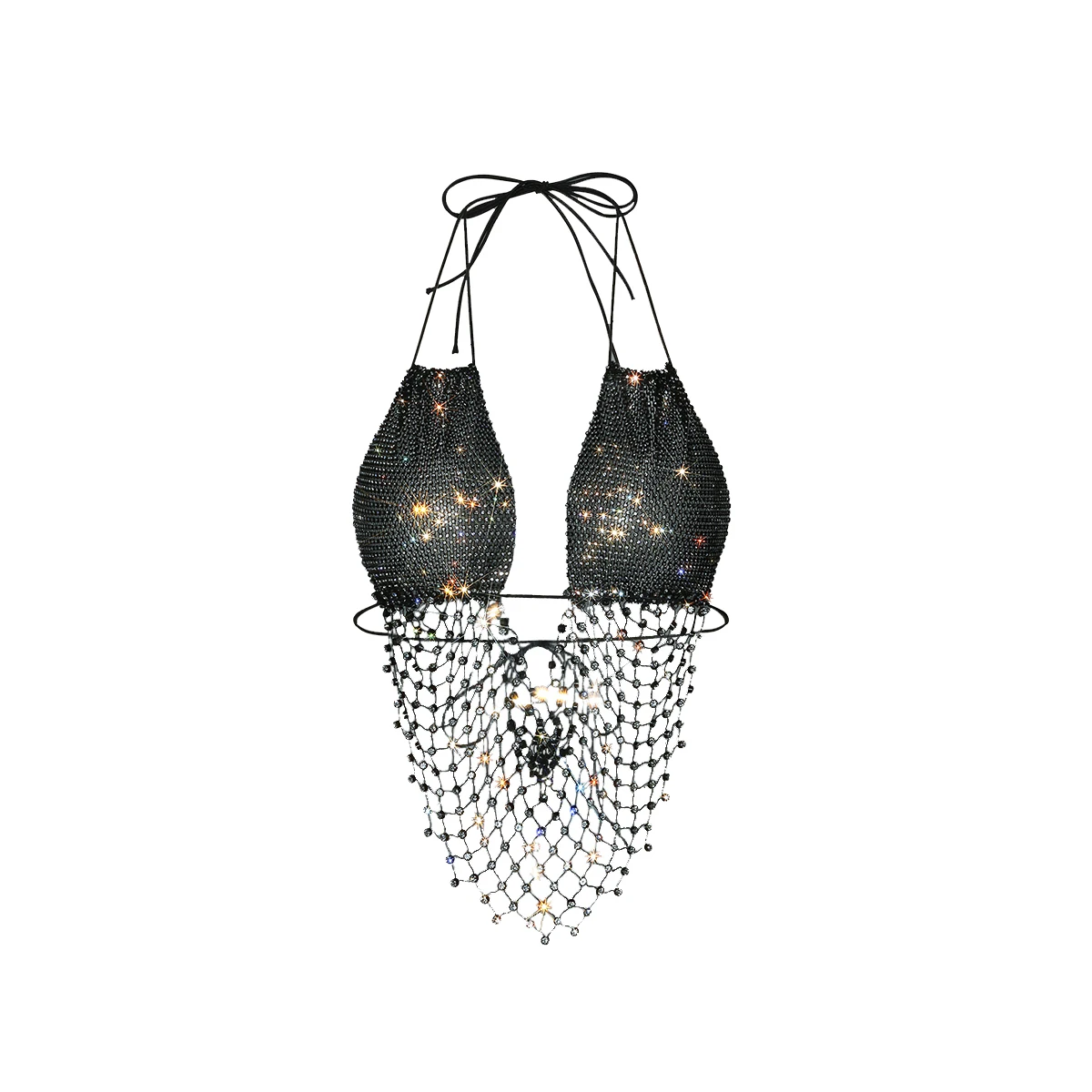 Роскошный блестящий женский топ с открытой спиной и V-образным вырезом