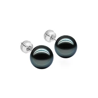 mihiari 18k solid gold 9 10 mm 8 9mm tahiti black pearl eardrop seawater pearl earrings for woman jewelry wholesale
