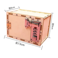 adult childrens diy handmade toy making invention mechanical password box wooden safety deposit box model assembly kit