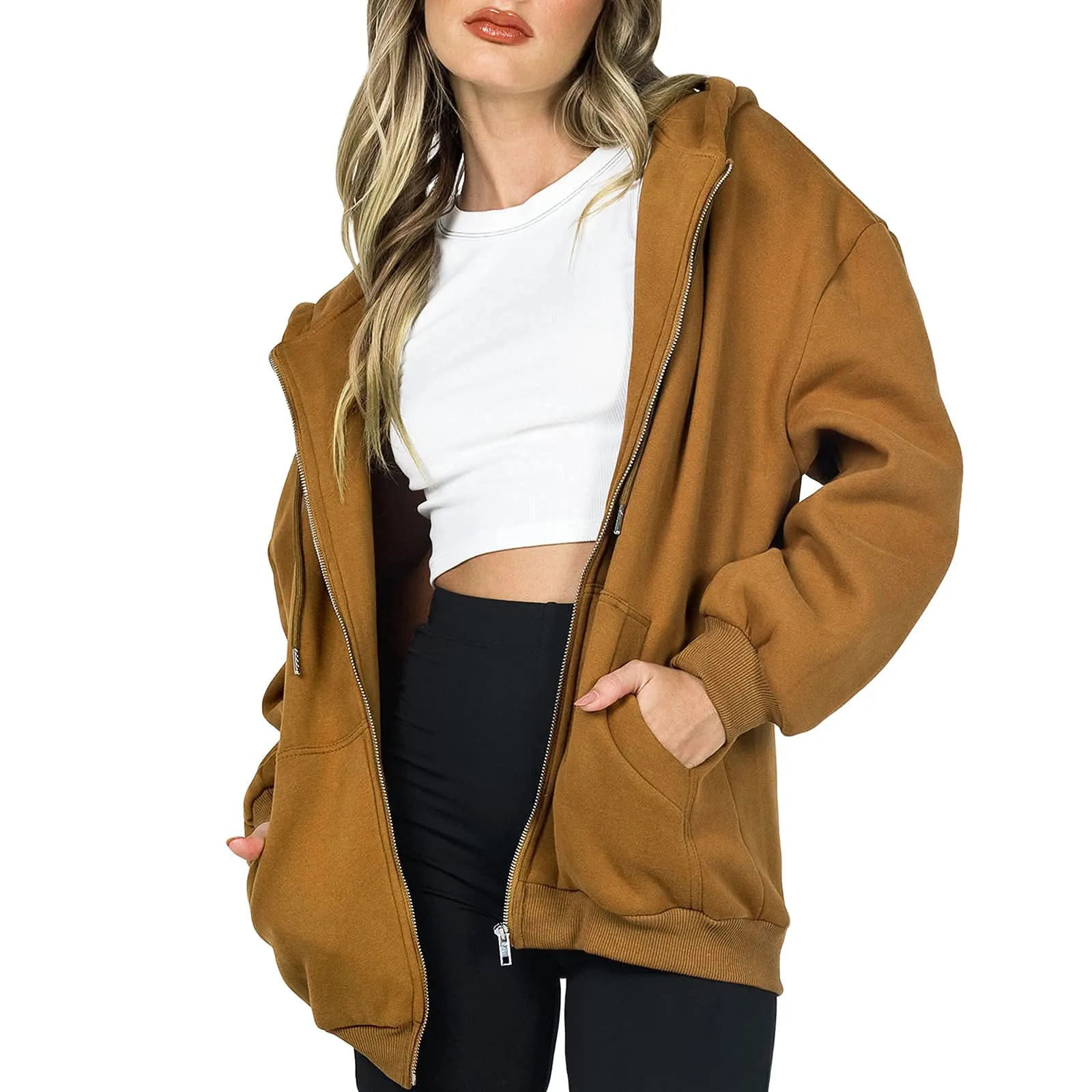 

Harajuku Fashion Korean Hoodies Women Oversized Zip Up Hoodie Baggy Loose Pocket Hooded Sweatshirt Coat Jacket Spring Clothes