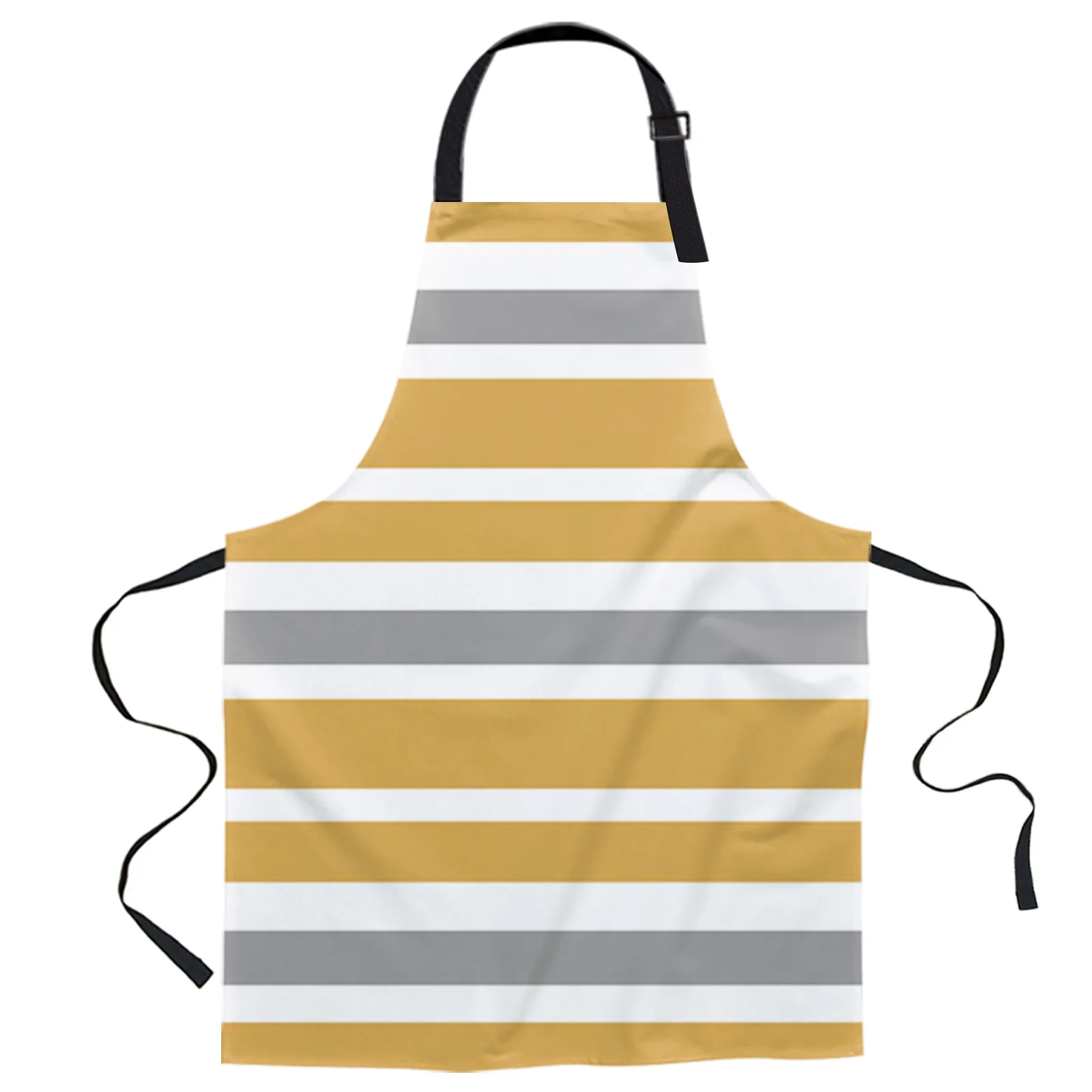 

Orange Gray White Stripes Design Adjustable Canvas Kitchen Coffee Apron Ladies Couple Cooking Dining
