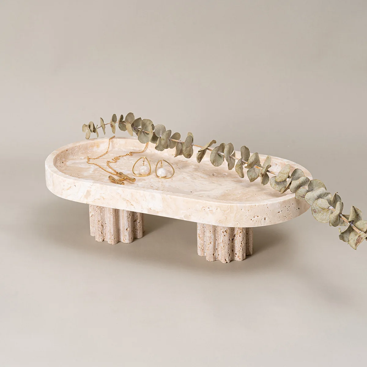 Бежевый травертин брикет с ножками Винтажные Ювелирные изделия из натурального