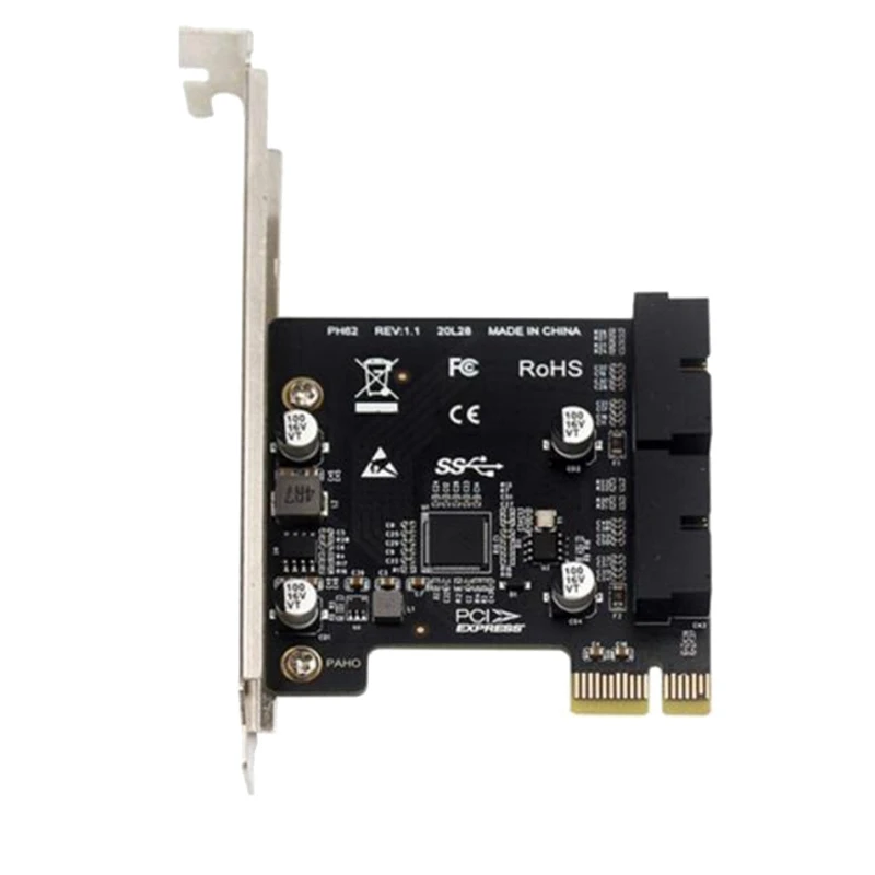 

PH62 PCIE адаптер для карты 2 порта USB3.0 концентратор внутренний 19/20 контактный разъем USB 3 к PCIE PCI Express адаптер карты