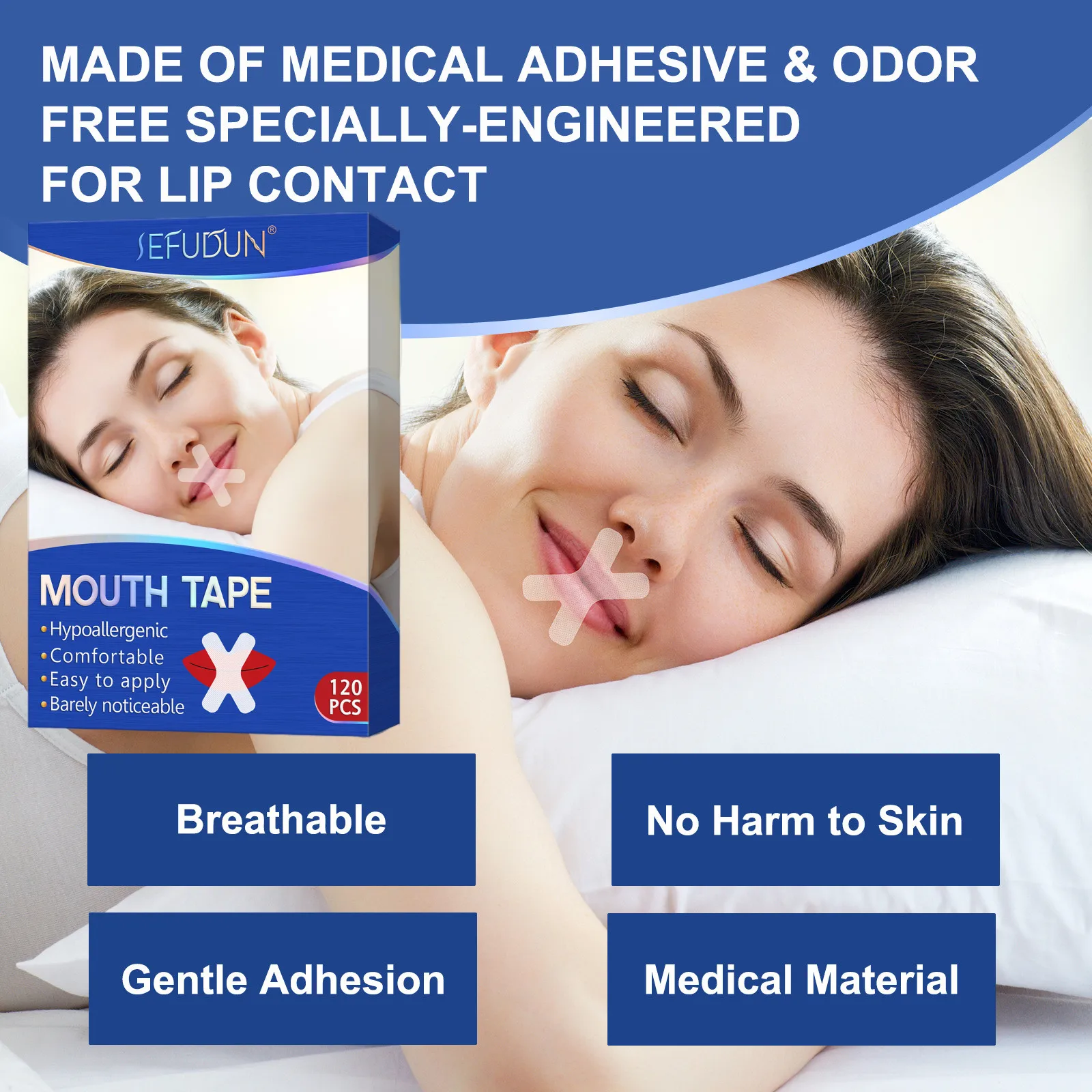 

120Pcs Anti Snore Mouth Tape Sleep Strip Snore Stopper Nasal Lip Sticker Paste Better Nose Breathing Improved Nighttime Sleeping