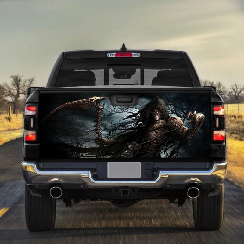 

Grim Reaper Horror Truck Tailgate Wrap Vinyl Decal Scary Horror Halloween Gift