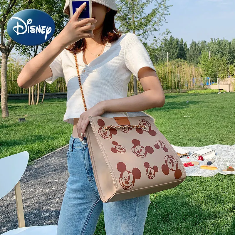 Disney Women's Bag Mickey Mouse Shoulder Bag Set for Girls Chain Large Capacity Autumn and Winter Fashion Versatile Tote Bag