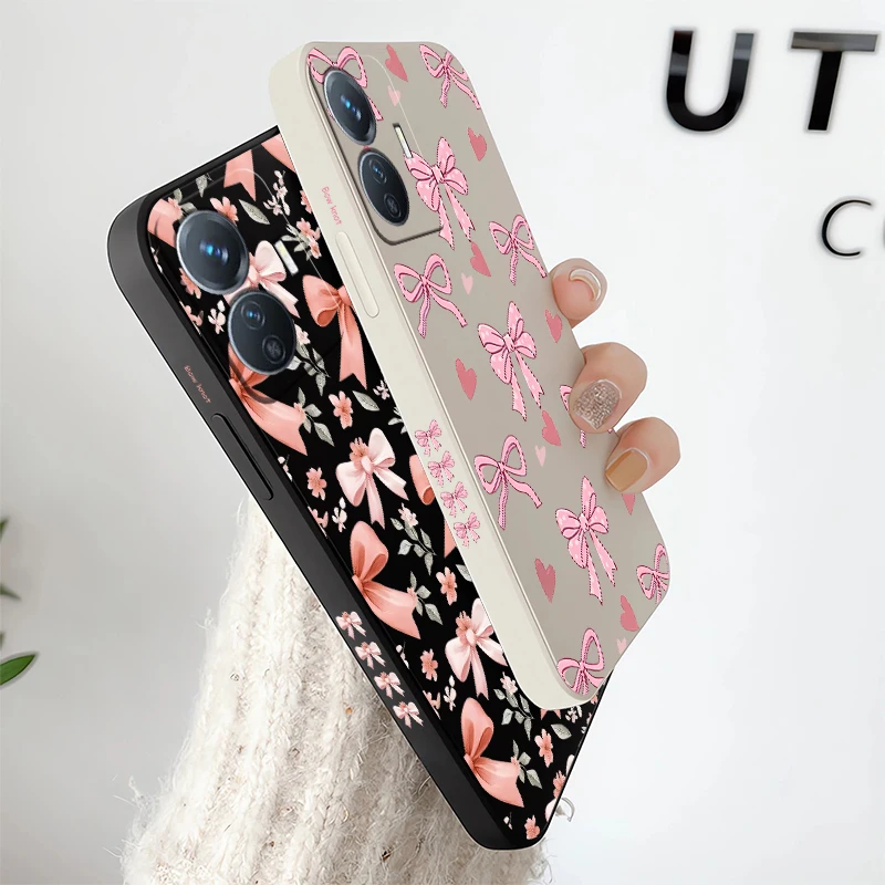 Фото Чехол для телефона Vivo V70 Elite FE V50 V60 Lite V30E V29E V27E V25E V23E с цветочным принтом, противоударный, матовый, из мягкого силикона и ТПУ №4