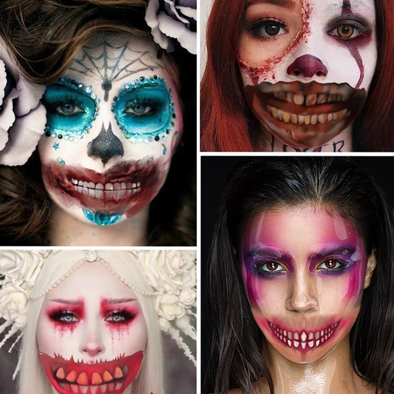 

Наклейки-татуировки с большим ртом на Хэллоуин, «сделай сам», ужасы, губы, царапины, наклейки на лицо, декорации, День мертвых боди, искусственные искусства