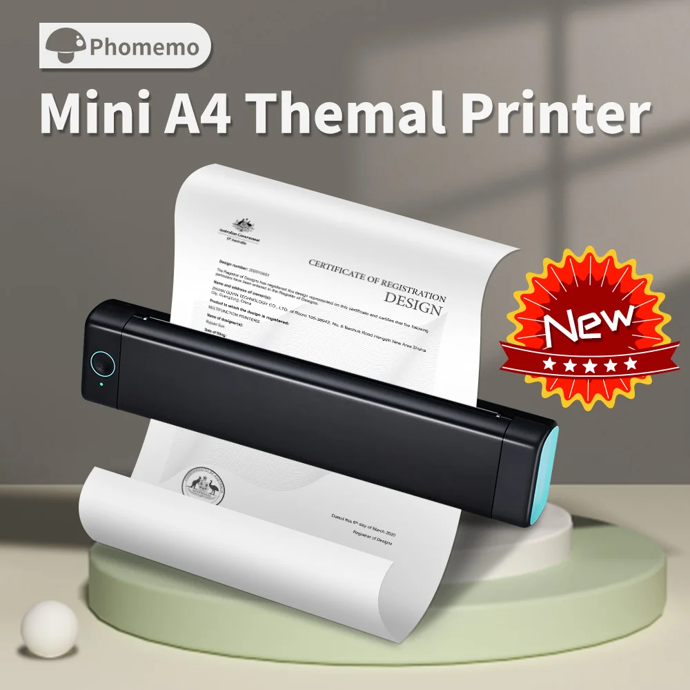 

Phomemo M08F A4 Portable Thermal Printer Supports A4 Thermal Paper PJ-722 PJ-763 Wireless Thermal Compact Printer