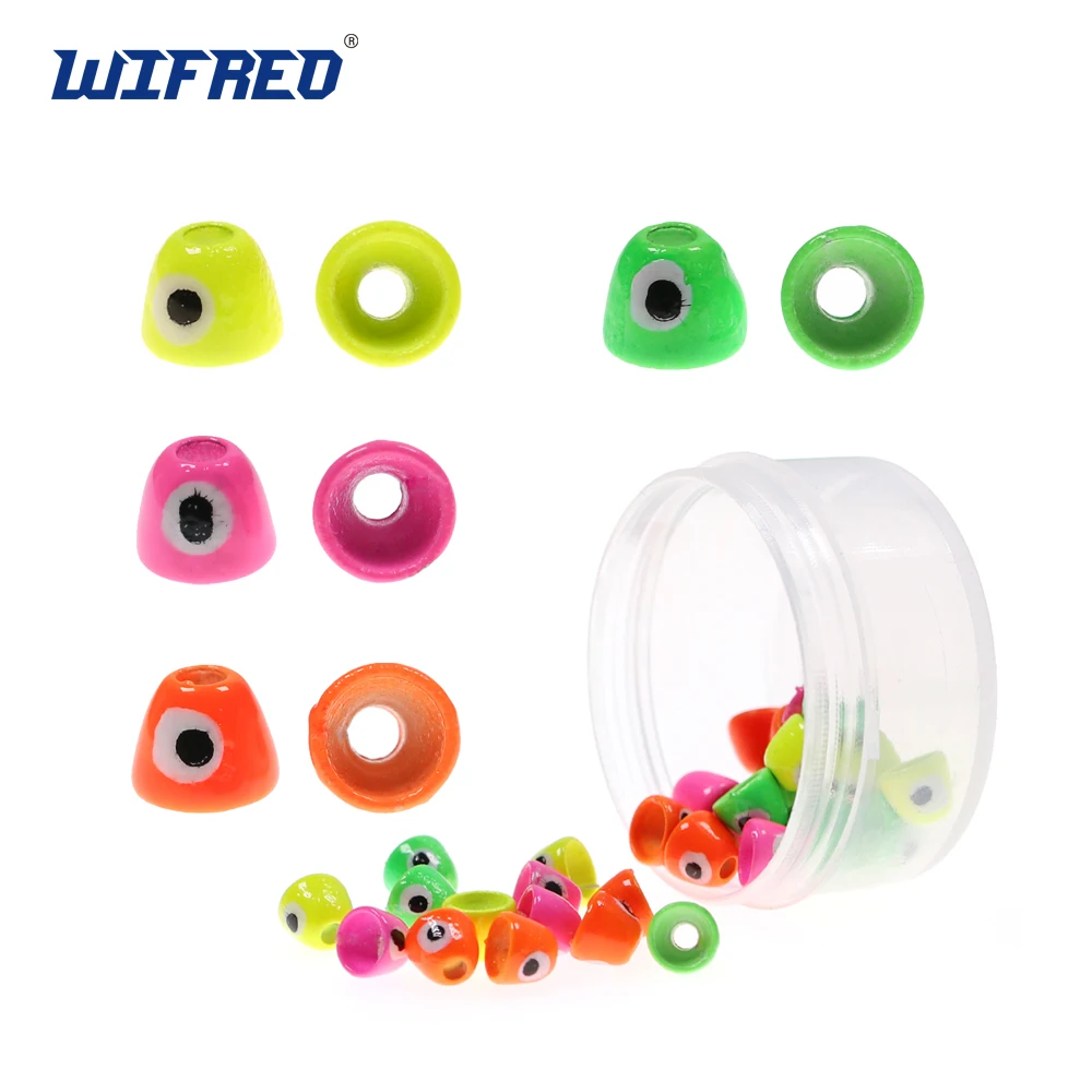 

Wifreo 20PCS Brass Cone Head Beads with Eyes Woolly Buggers Streamer Nymphs Trout Saltwater Fishing Flies Lure Tying Materials