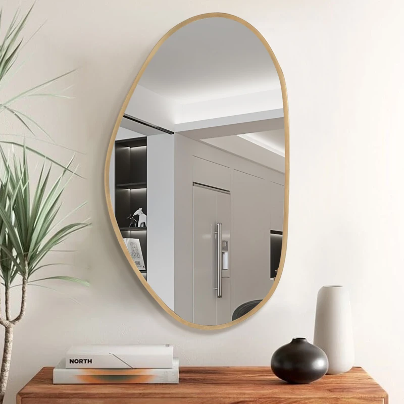 

Bedroom Wave Mirror Long Nordic Vintage Cute Bath Mirrors Antique Irregular Kawaii Makeup Espejos Pared Room Decoration DX50JZ