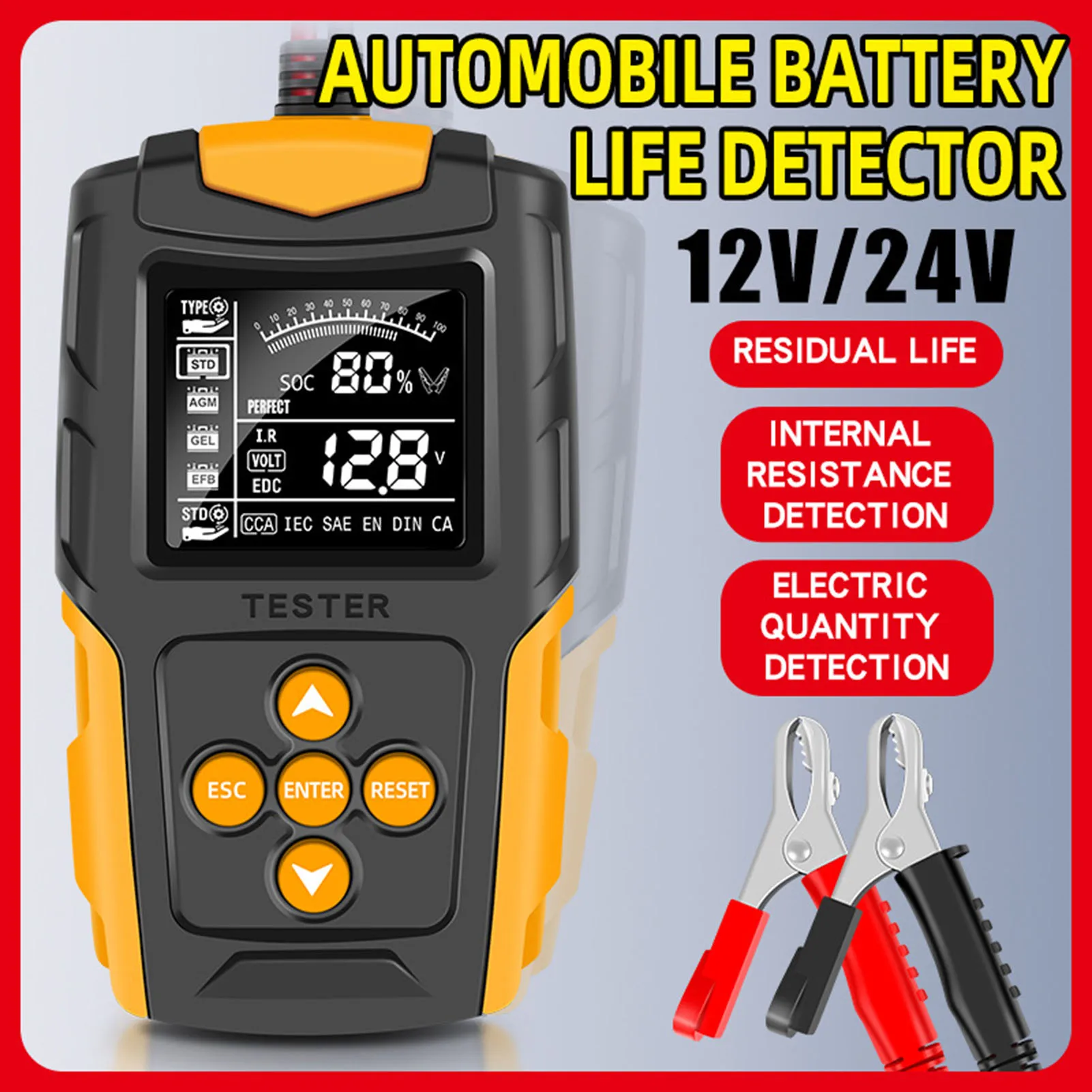 

12/24V Car Battery Load Tester Digital Auto Battery Analyzer Automotive Alternator & Charging Cranking System Detector For Car