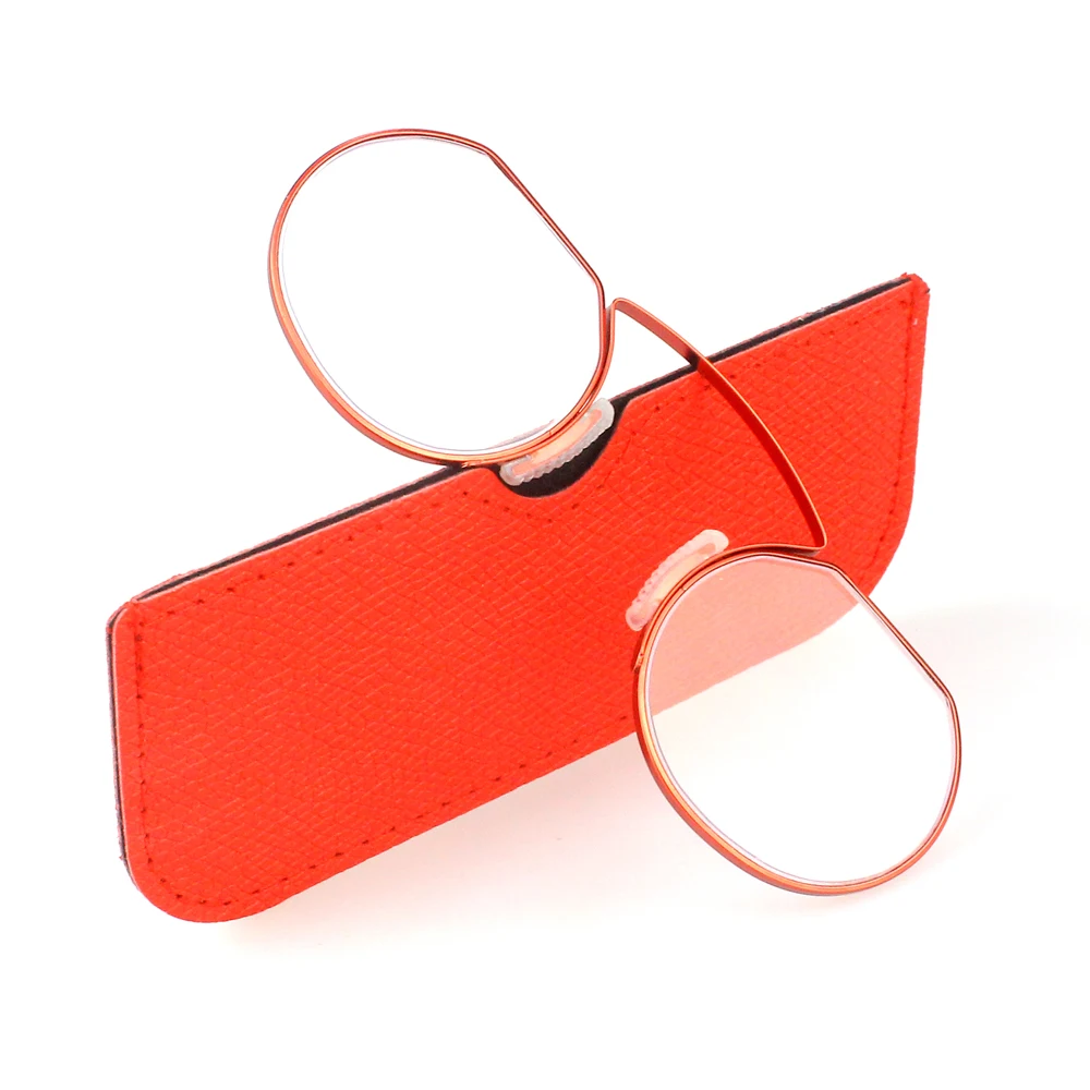 Фото Reading Glasses for Men Clip Nose Portable with Out Temple Presbyopic Glasses Oval Metal High Quality with Case №4