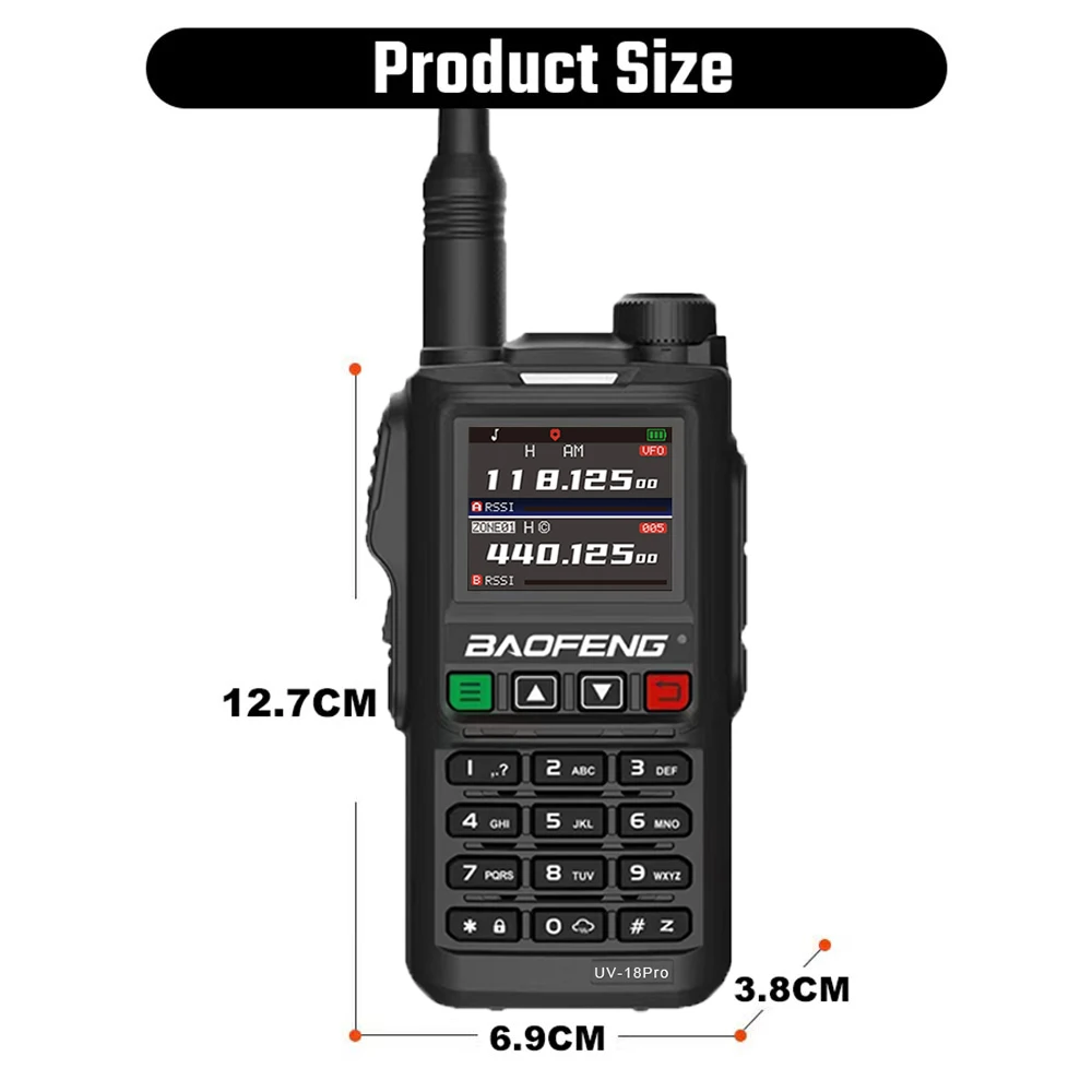Портативная рация Baofeng UV-18Pro V2 GPS 136-174 220-260 400-480 МГц с частотой большого радиуса