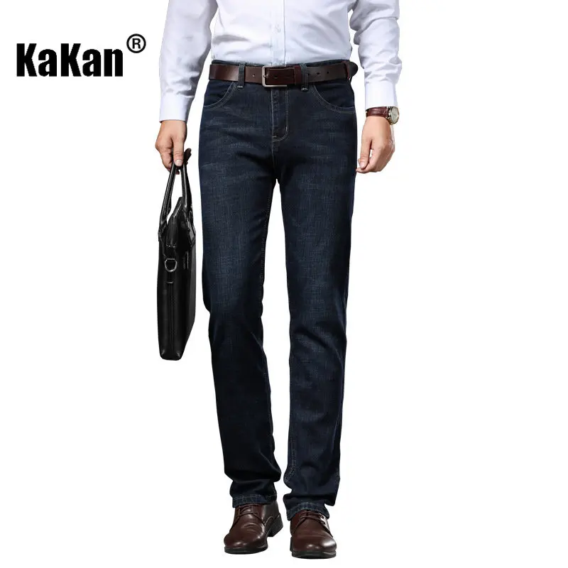 Kakan - Spring and Autumn New Stretch Cotton Straight Loose Jeans, Men's Slim Long Jeans K04-276