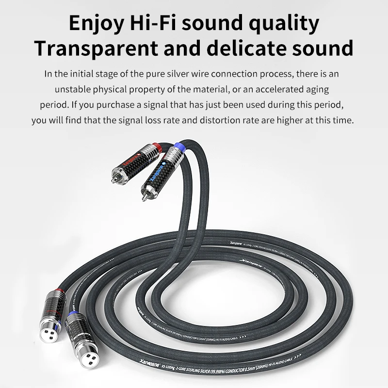 Xangsane hifi xlr to rca 99 998% стерлинговое серебро 1 мм 2-жильный усилитель мощности