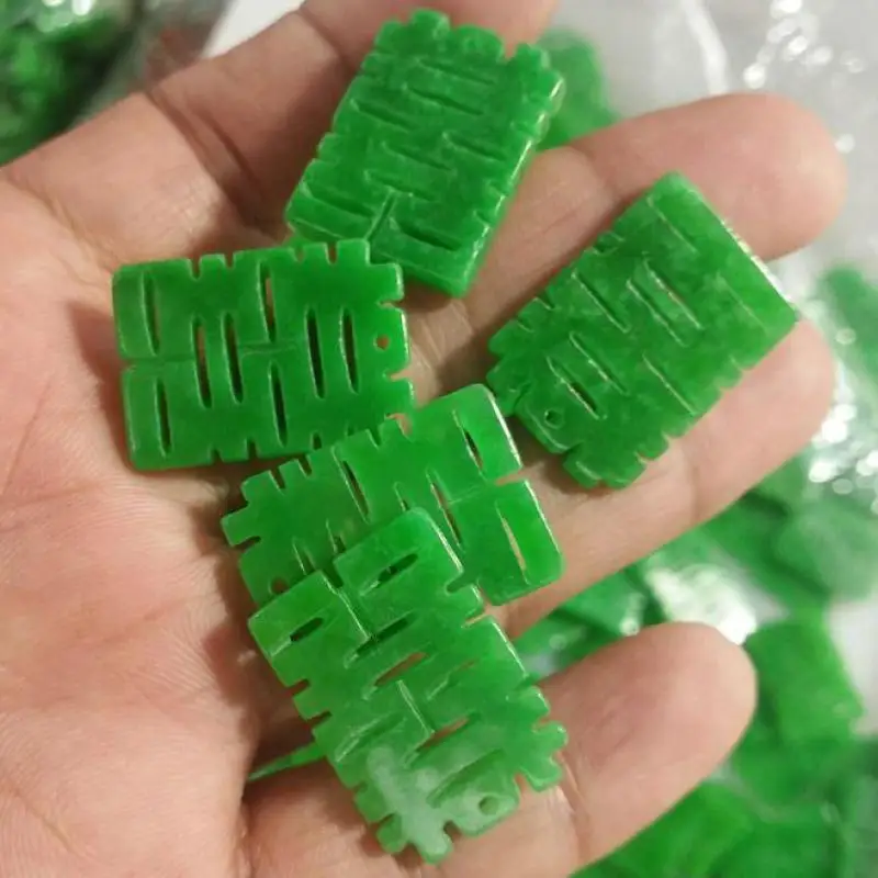 

Natural Green Jadeite Myanmar Jade Double Happiness Loose Beads For Jewelry Making Diy Bracelet Necklace Earring DIY Accessories
